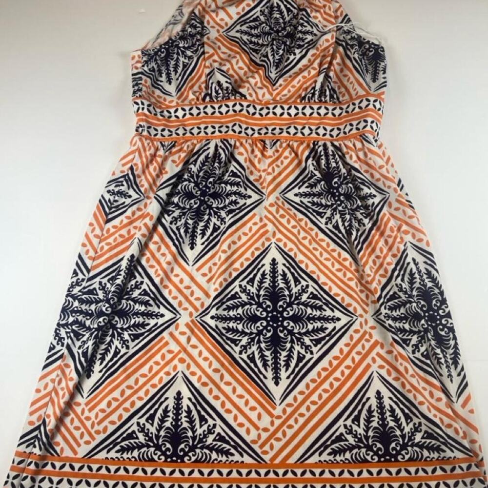 London Times Size 12 Halter Dress Geometric Print 70s Vibes